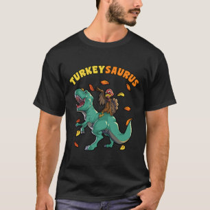Turkey Riding Dinosaur T rex Thanksgivin Boys Men T-Shirt