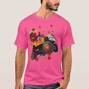 Turkey Riding Monster Truck Thanksgiving Day Funny T-Shirt