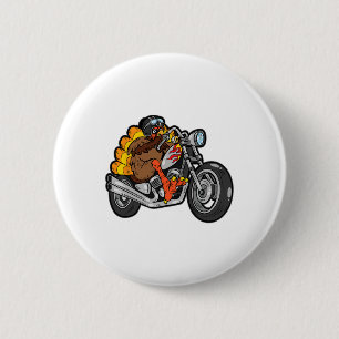 Turkey Riding Motorcycle Thanksgiving Day Cool Fal 6 Cm Round Badge
