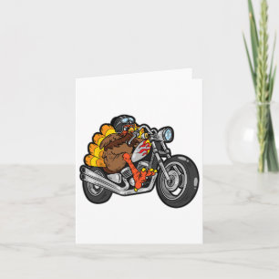 Turkey Riding Motorcycle Thanksgiving Day Cool Fal Card