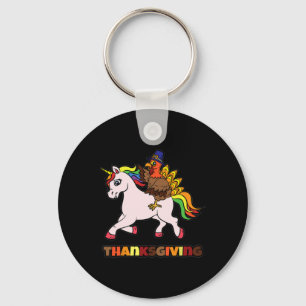 Turkey Riding Unicorn Thanksgiving Day Magical Fal Key Ring