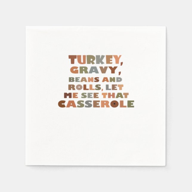 Turkey Rolls Casserole, Thanksgiving Retro Funny F Napkin (Front)