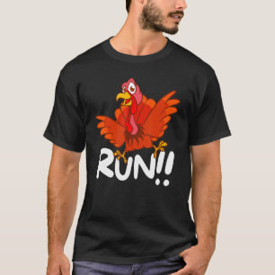Turkey Run  Adult Running Face Turkey Trot Costume T-Shirt