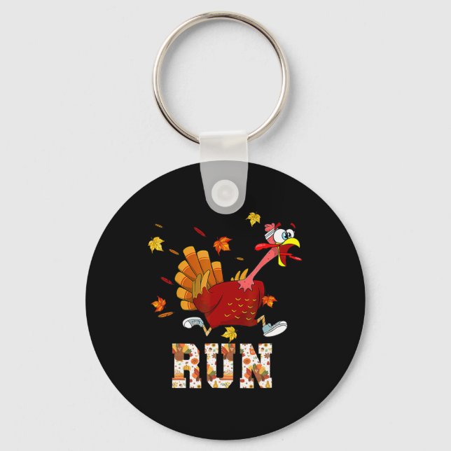 Turkey Run Costume Thanksgiving Running Turkey Tro Key Ring (Front)