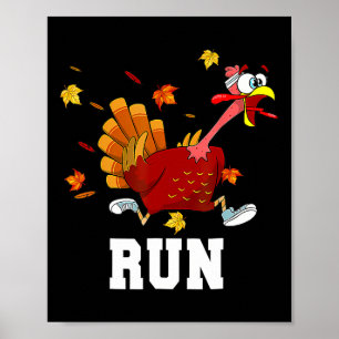 Turkey Run Costume Thanksgiving Running Turkey Tro Poster