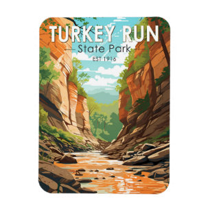 Turkey Run State Park Indiana Travel Art Vintage Magnet