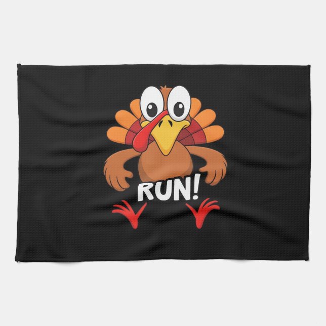 Turkey Run Thanksgiving Running Classic T-Shirt Tea Towel (Horizontal)