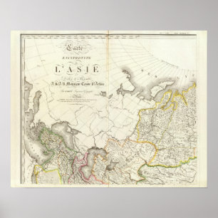 Turkey, Russia and Asia Engraved Map Poster