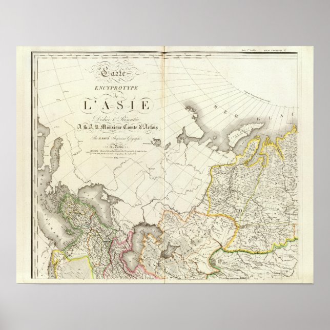 Turkey, Russia and Asia Engraved Map Poster (Front)