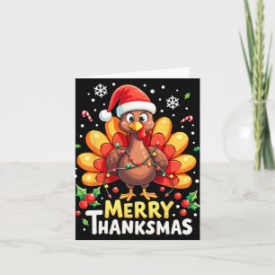 Turkey Santa Happy Merry Thanksmas Thanksgiving Ch Card