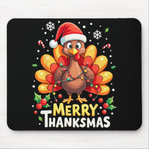 Turkey Santa Happy Merry Thanksmas Thanksgiving Ch Mouse Pad