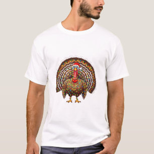 Turkey Santa Hat Christmas Lights Merry Gobble T-Shirt