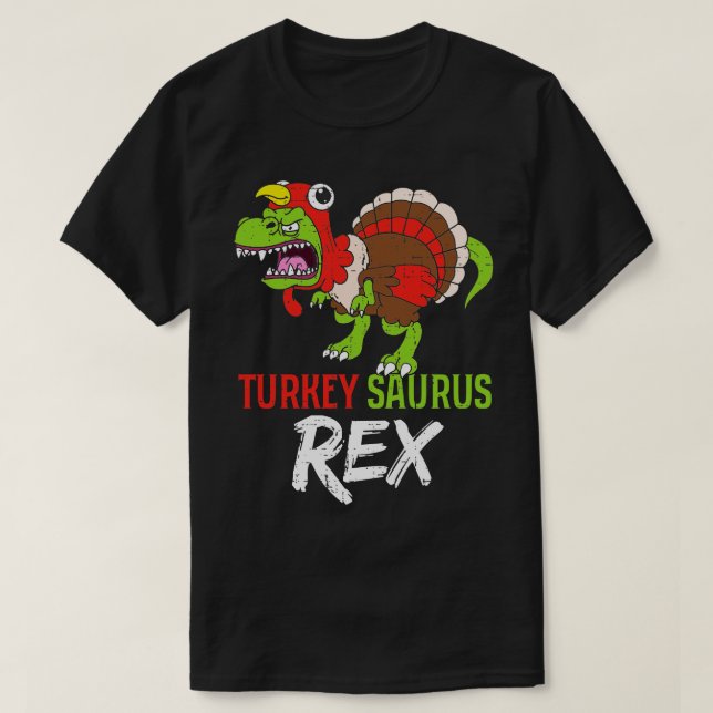 Turkey Saurus Rex Funny Dinosaur TRex Thanksgiving T-Shirt (Design Front)