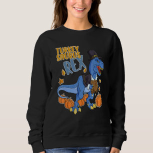 Turkey Saurus Rex I Trex Pilgrim Hat I Dinosaur Th Sweatshirt
