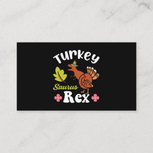 Turkey Saurus Rex Thanksgiving Dinosaur Turkey Kid Business Card