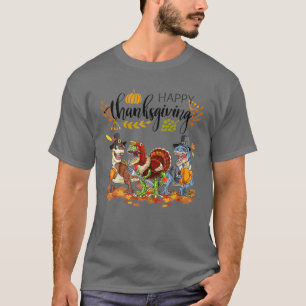 Turkey Saurus T Rex Pilgrim Dinosaur Fall Happy Th T-Shirt