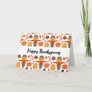 Turkey & Scarecrow Thanksgiving Pattern Card
