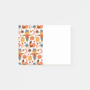 Turkey & Scarecrow Thanksgiving Pattern Post-it Notes