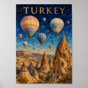 Turkey: Scenic Glow Cappadocia Art Souvenir Poster