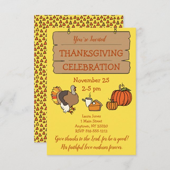 Turkey Sign Bible Verse Invitation (Front/Back)