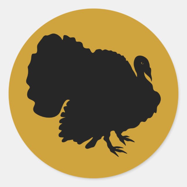 Turkey Silhouette Thanksgiving Classic Round Sticker (Front)