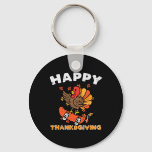 Turkey Skateboard Happy Thanksgiving Cute Fall Aut Key Ring