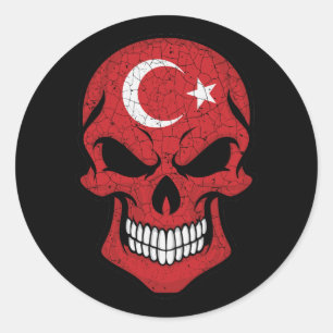 Turkey Smiling Skull Flag Classic Round Sticker
