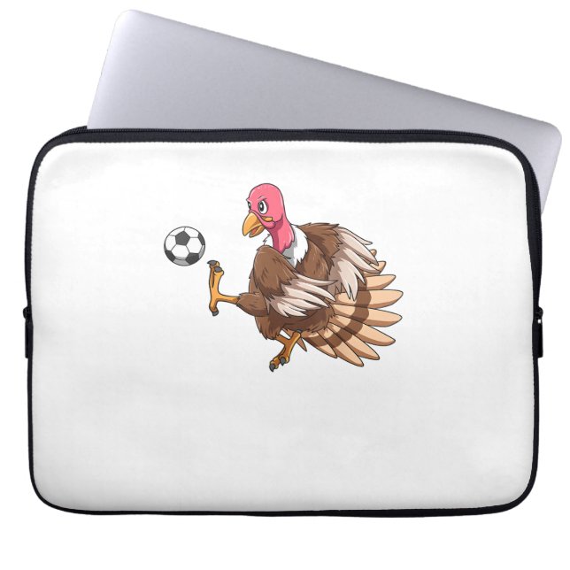 Turkey Soccer Thanksgiving Turkey Playing Soccer T Laptop Sleeve (Front)