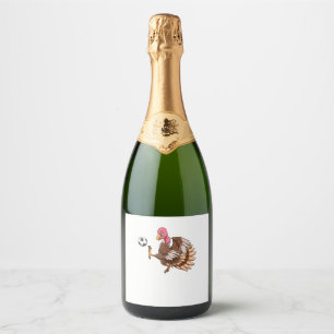 Turkey Soccer Thanksgiving Turkey Playing Soccer T Sparkling Wine Label