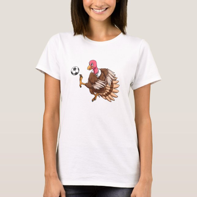Turkey Soccer Thanksgiving Turkey Playing Soccer T T-Shirt (Front)