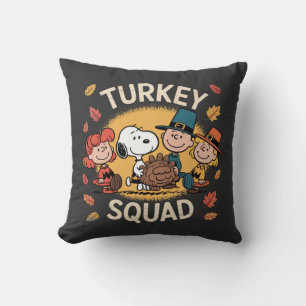 Turkey Squad Funny Cartoon Friends Thanksgiving Cushion