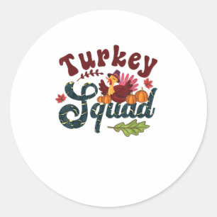 Turkey Squad Funny Thanksgiving Day Run Pilgrim Gi Classic Round Sticker
