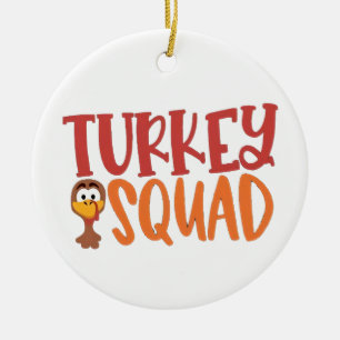 Turkey Squad Matching Outfit Turkey Thanksgiving Ceramic Tree Decoration