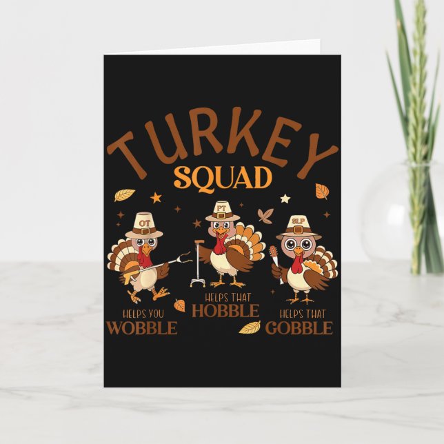 Turkey Squad Ot Pt Slp Occupational Therapy Thanks Card (Front)