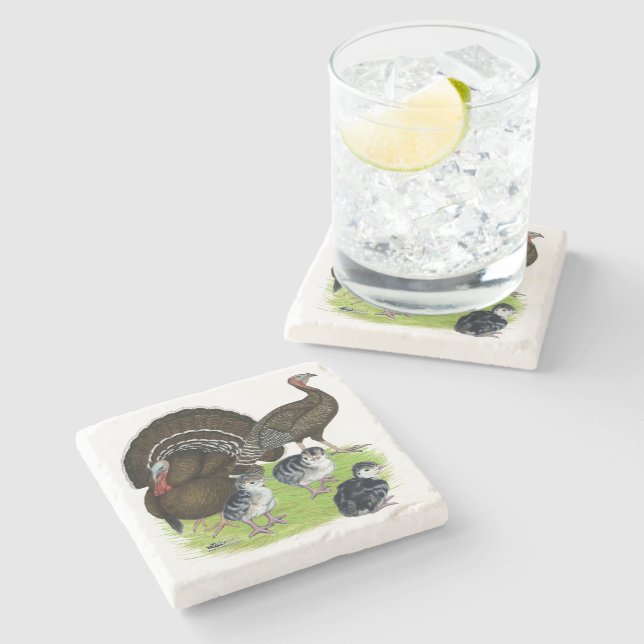Turkey Standard Bronze Family Stone Coaster (Side)