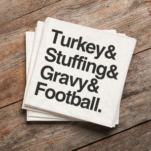 Turkey & Stuffing & Gravy & Football Thanksgiving Napkin