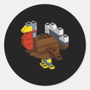 Turkey Thanksgiving Block Brick Building Master Bu Classic Round Sticker