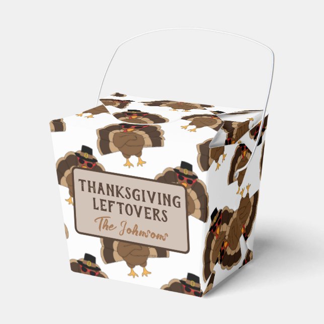 Turkey Thanksgiving brown white pattern leftovers  Favour Box (Front Side)