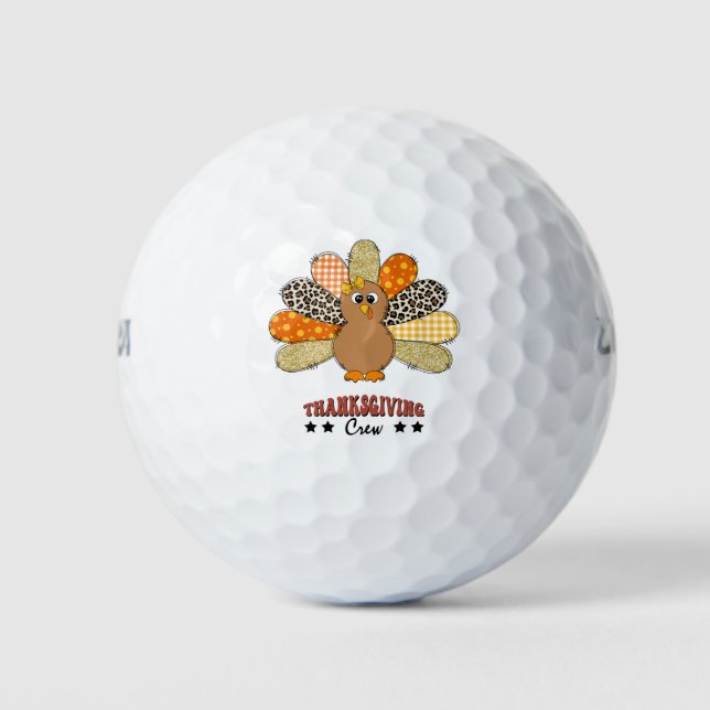 Turkey thanksgiving crew funny cute golfer golf balls (Front)