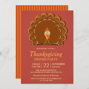 Turkey Thanksgiving Dinner Party Invitation