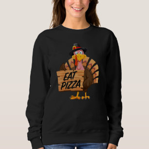 Turkey Thanksgiving Eat Pizza Vegan Pilgrim Adult  Sweatshirt