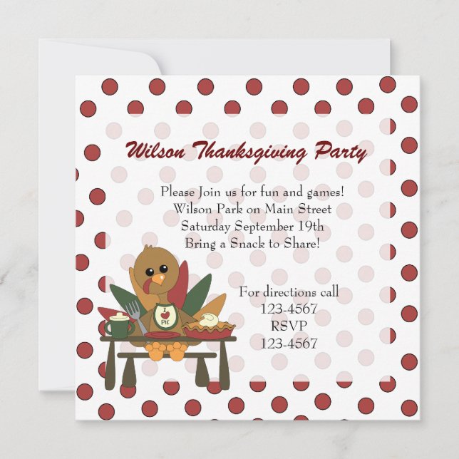 Turkey Thanksgiving Invitation (Front)