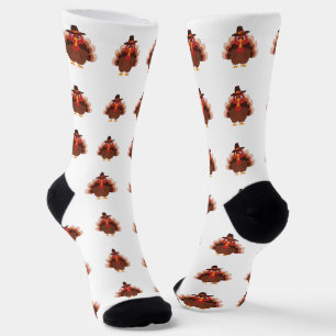 Turkey Thanksgiving Simple Minimalistic Cartoon Socks