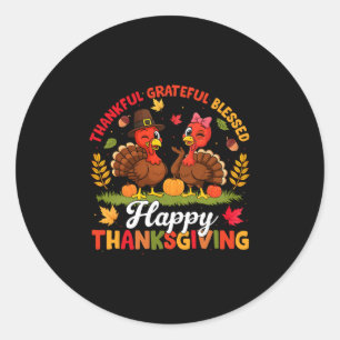 Turkey Thanksgiving Thankful Grateful Blessed Men  Classic Round Sticker