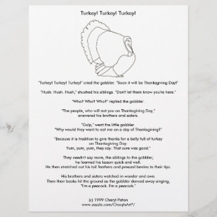 Turkey Thanksgiving Vegetarian Colouring Story Flyer