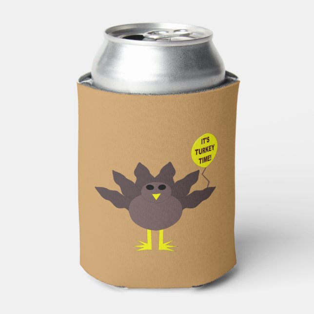 Turkey Time Thanksgiving Can Cooler (Can Front)