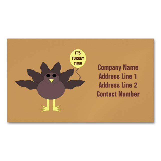 Turkey Time Thanksgiving Custom Business Cards (Front)