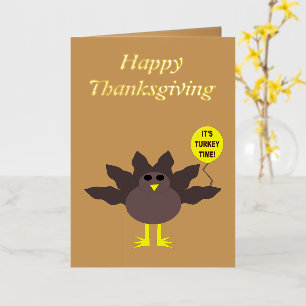 Turkey Time Thanksgiving Custom Foil Greeting Card