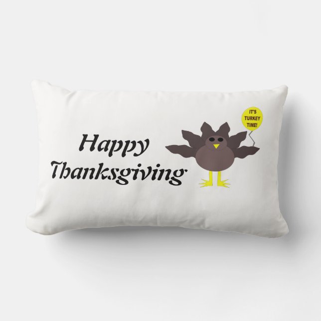 Turkey Time Thanksgiving Customisable Pillow (Front)