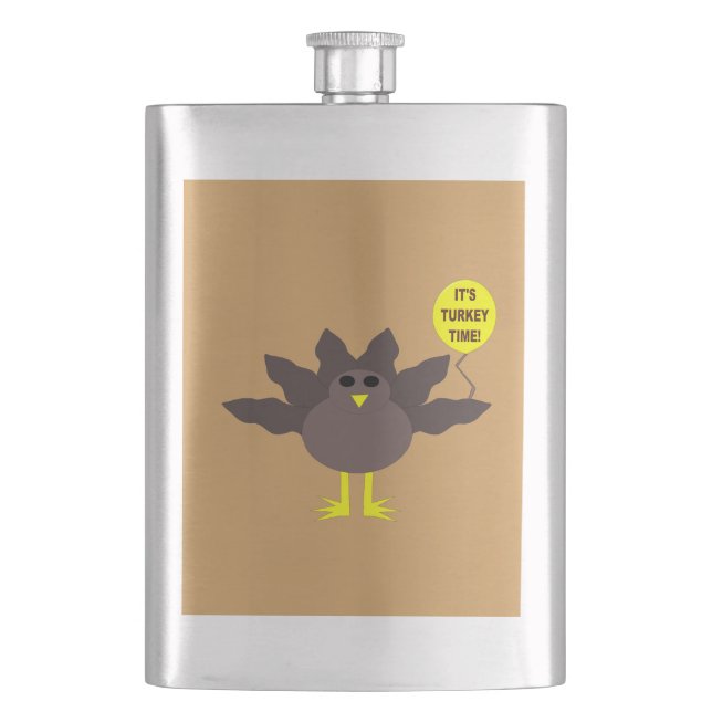 Turkey Time Thanksgiving Flasks (Front)